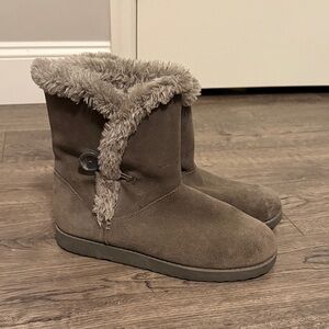 UGG Grey Boots with Fur Trim
